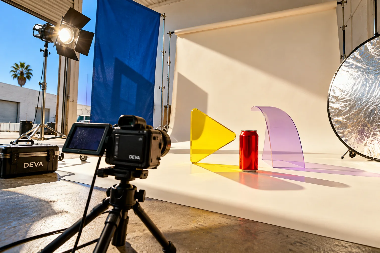 A prepared camera and product set for content creators